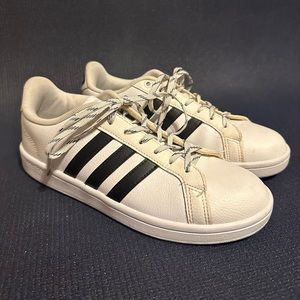 Adidas Cloudfoam Grand Court Women’s Black and White Leather Sneakers
